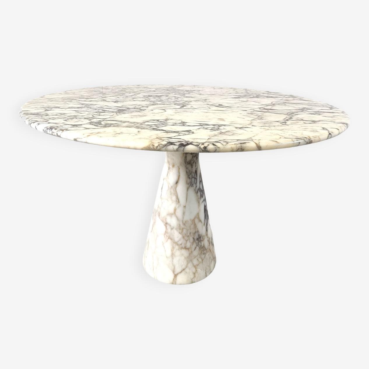 Stół jadalniany okrągły, marmur biały, Włochy, lata 70. - 266741