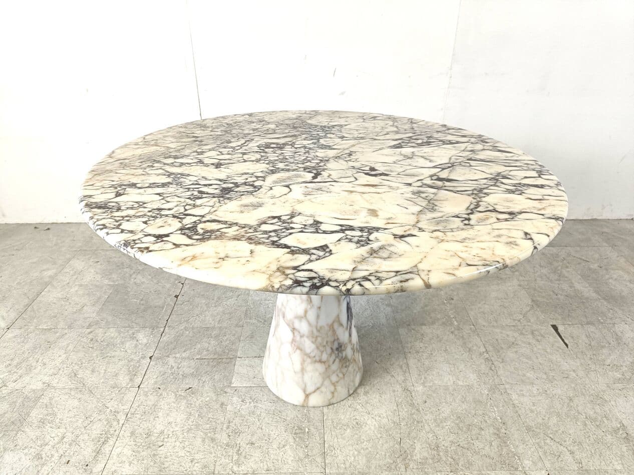 Stół jadalniany okrągły, marmur biały, Włochy, lata 70. - 266742