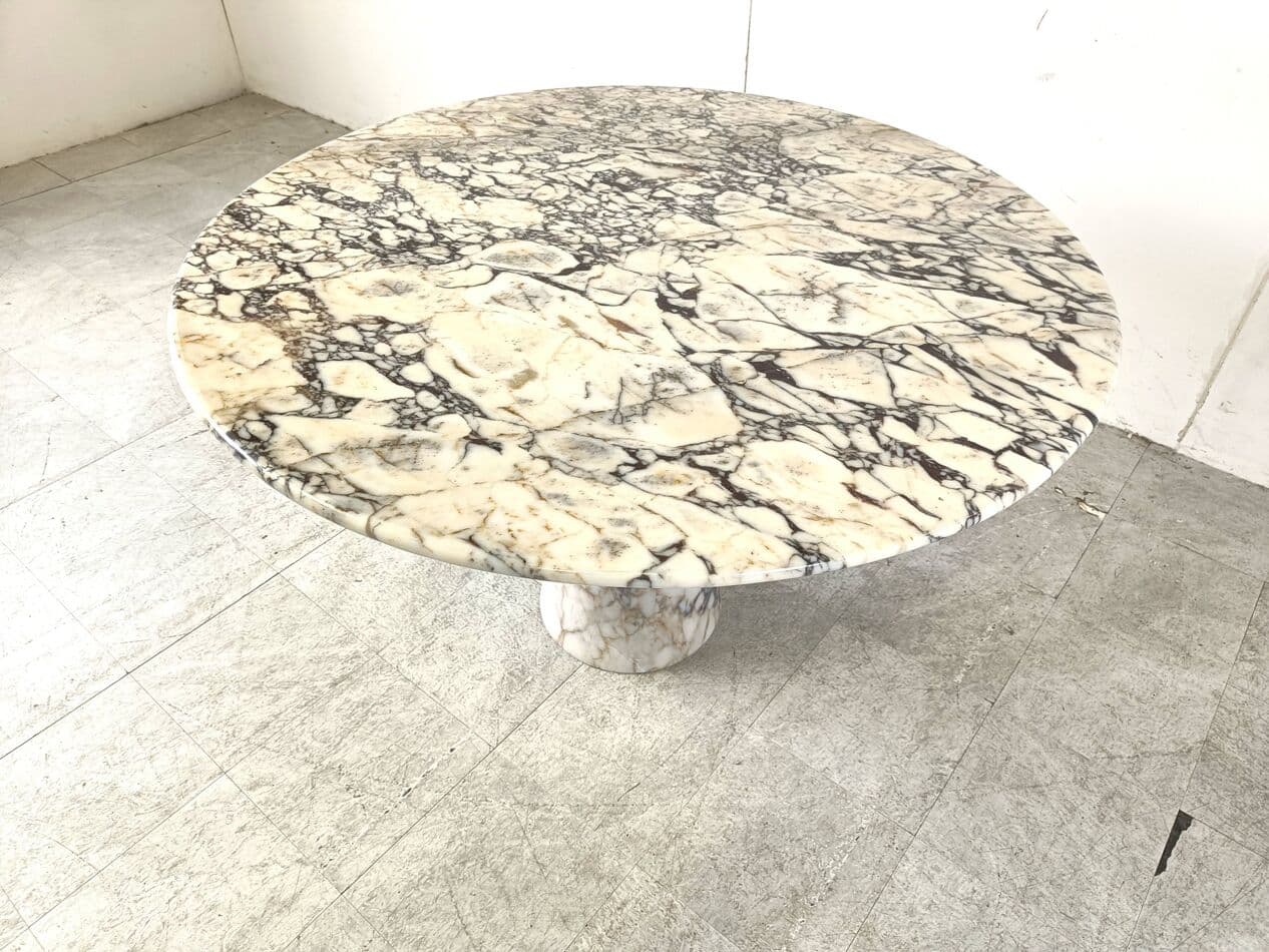 Stół jadalniany okrągły, marmur biały, Włochy, lata 70. - 266746