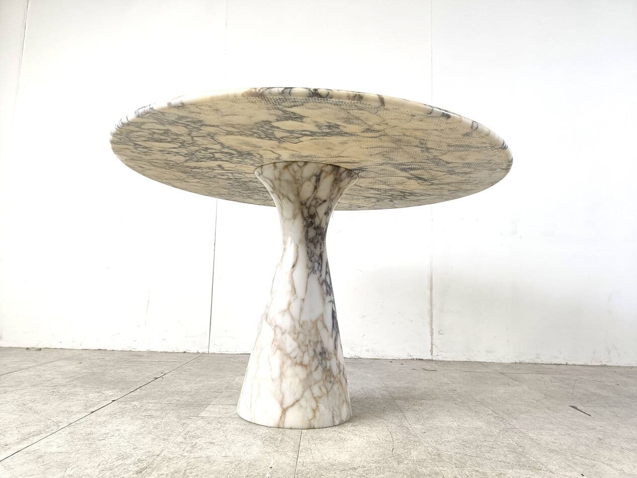 Stół jadalniany okrągły, marmur biały, Włochy, lata 70. - 266745