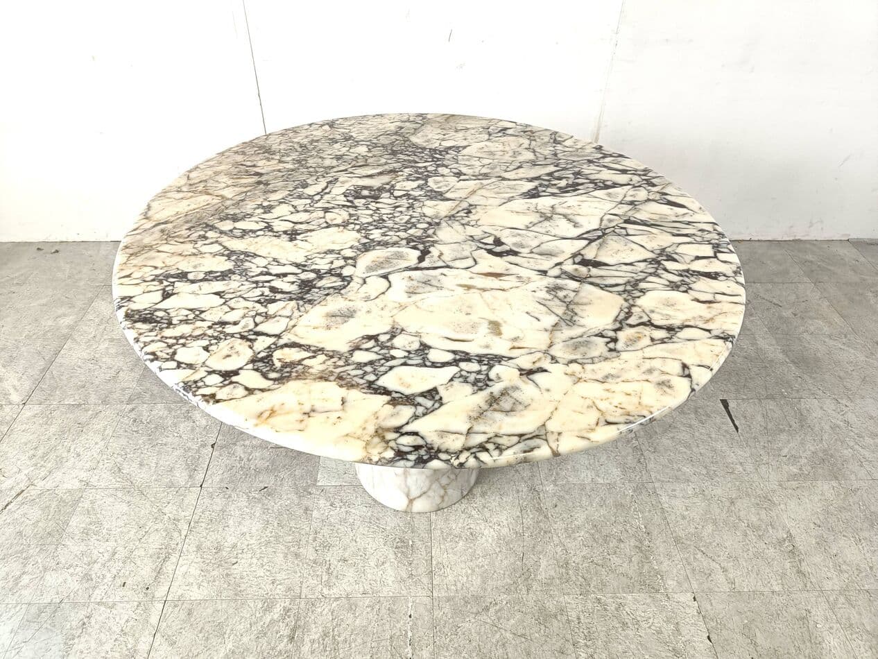Stół jadalniany okrągły, marmur biały, Włochy, lata 70. - 266740