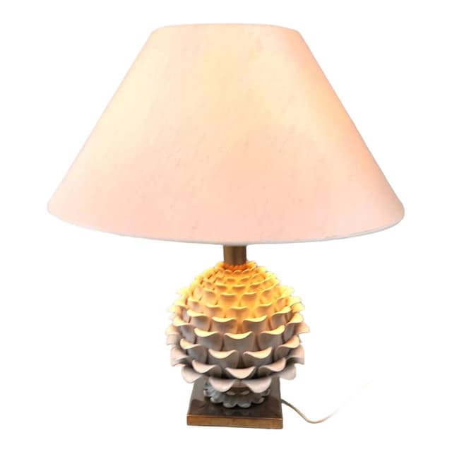 Lampa stołowa Artichoque, biały, ceramika, Włochy, lata 60. - WYMIARY