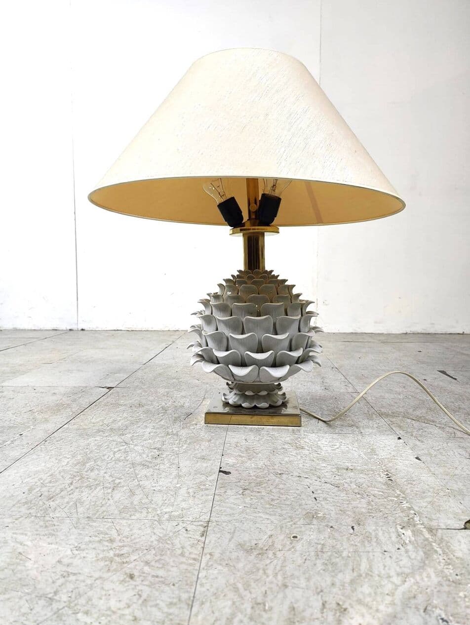 Lampa stołowa Artichoque, biały, ceramika, Włochy, lata 60. - 266717