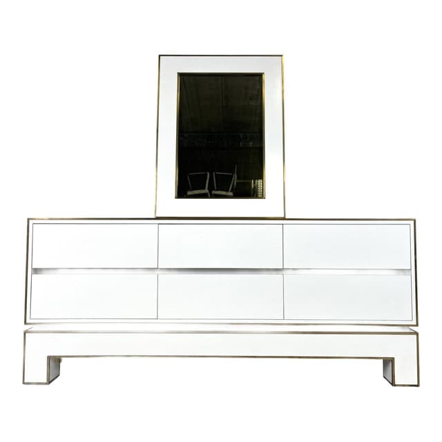 Kredens, biały, drewno lakierowane, proj. A. Delon, Belgia, lata 70. - WYMIARY