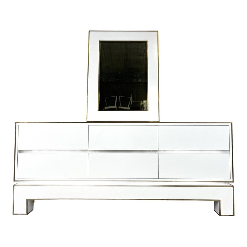 Kredens, biały, drewno lakierowane, proj. A. Delon, Belgia, lata 70.