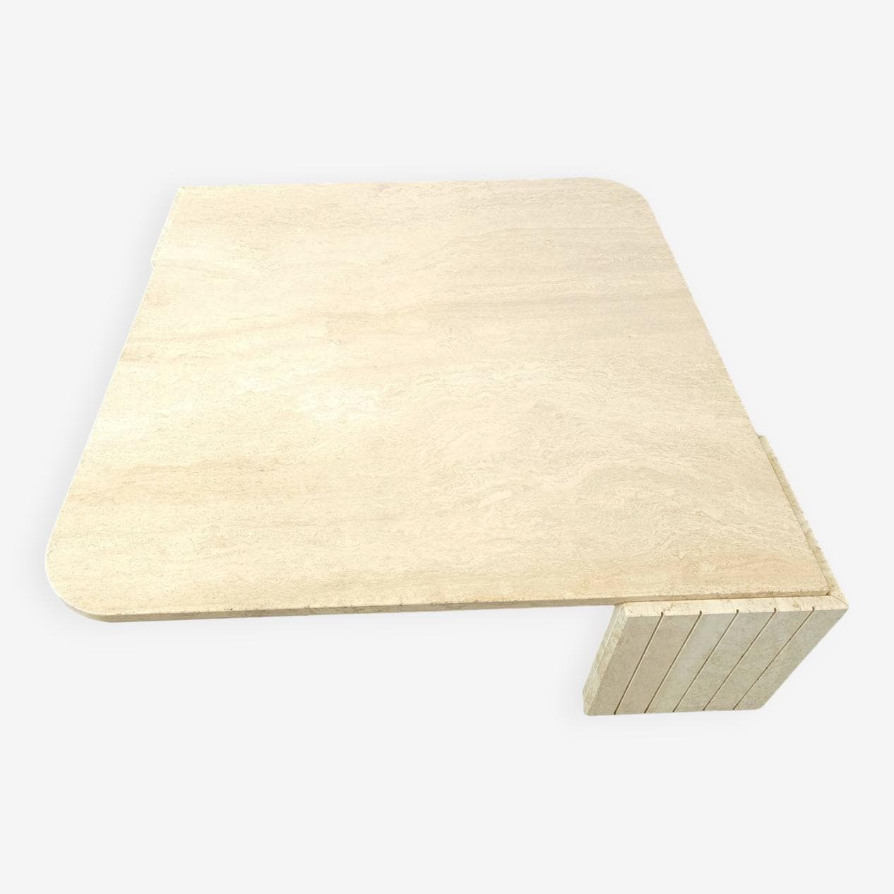 Coffee Table, beige travertine, Italy, 1970s. - 266674