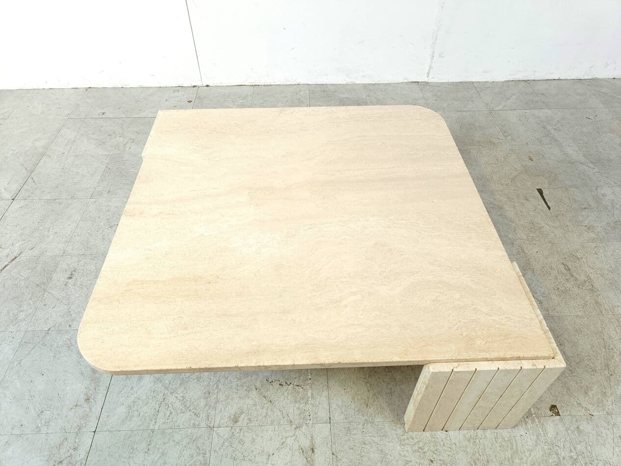 Coffee Table, beige travertine, Italy, 1970s. - 266667
