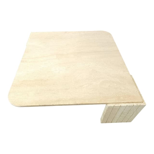 Coffee Table, beige travertine, Italy, 1970s. - DIMENSION
