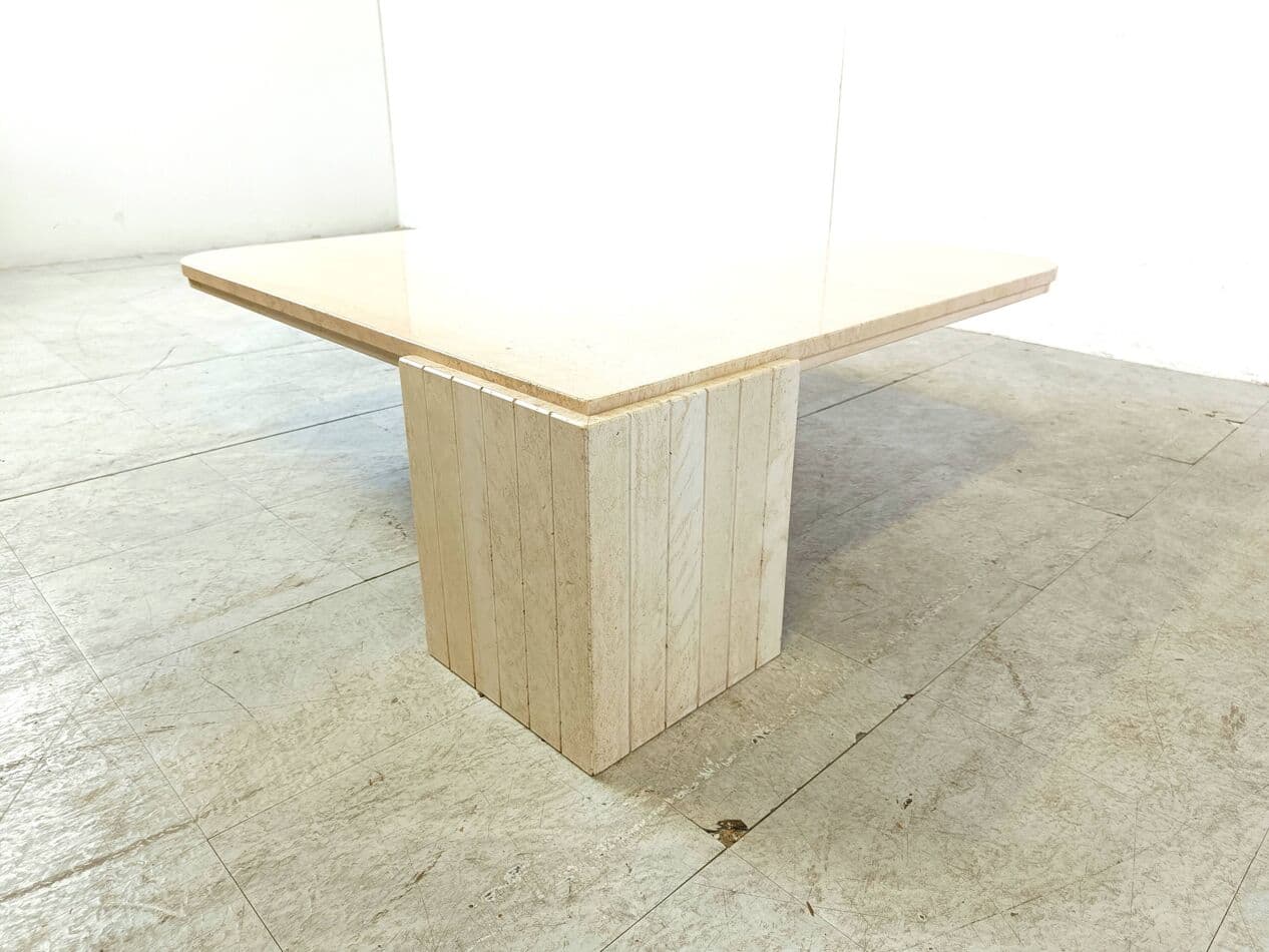 Coffee Table, beige travertine, Italy, 1970s. - 266671