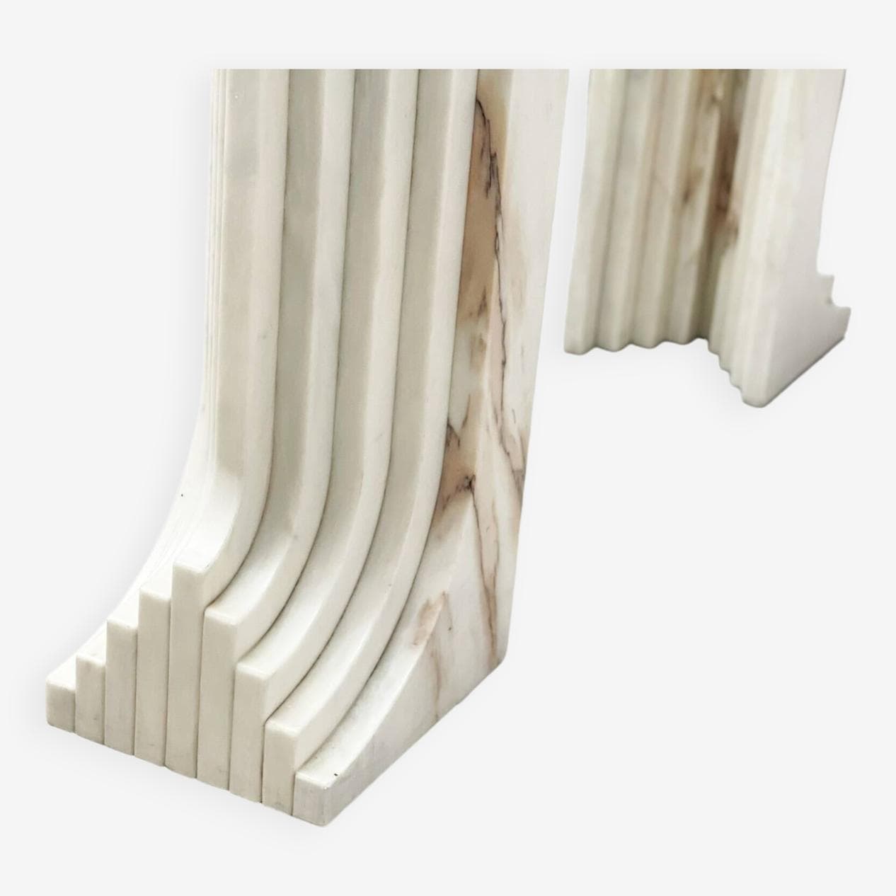 Dining table, beige travertine, glass, Italy, 1970s. - 266657