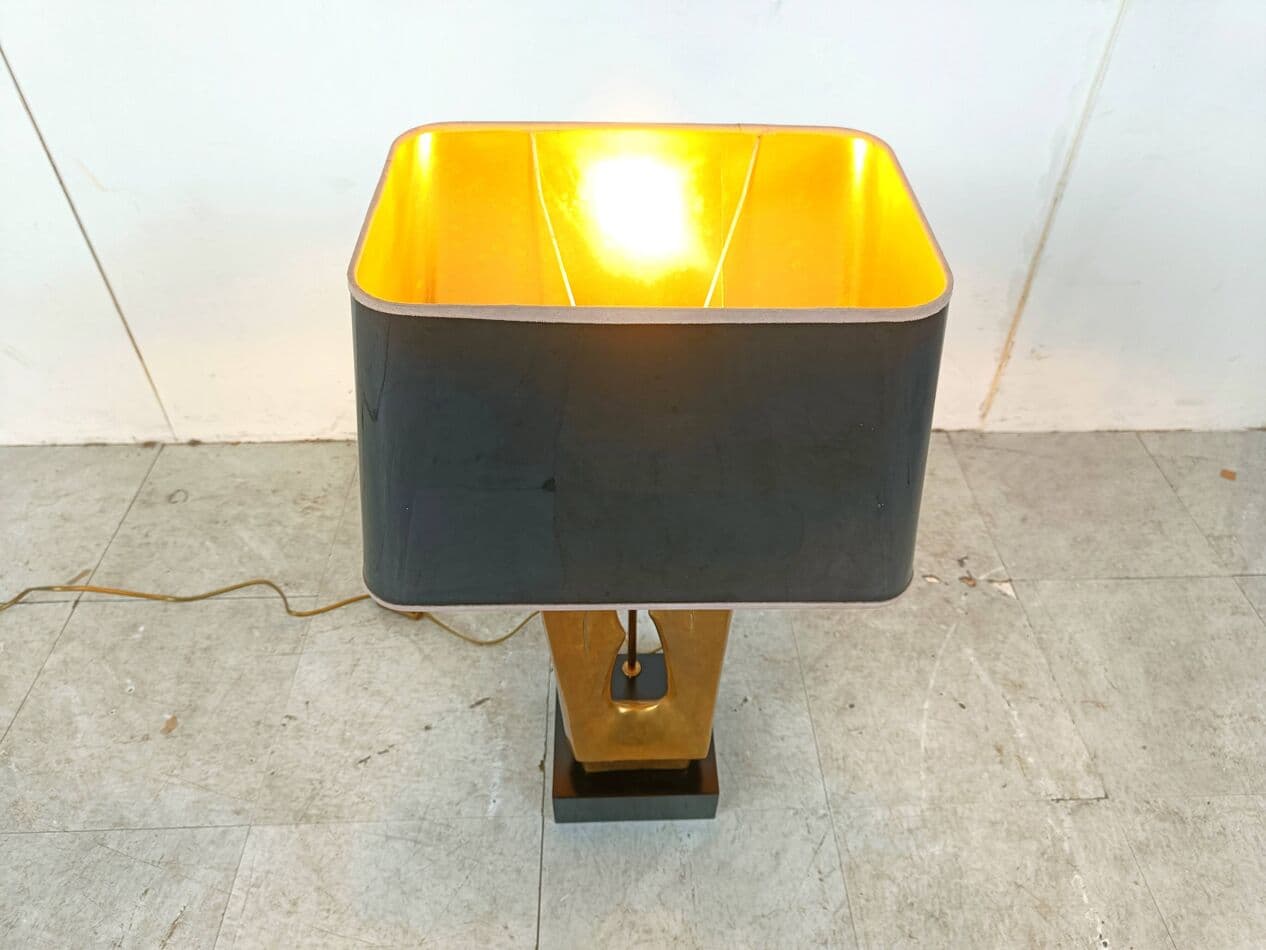 Lampa stołowa, złoty, mosiądz, Francja, lata 70. - 266615