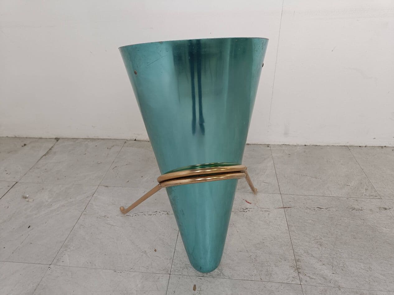 Stojak na parasole, niebieski, metal, proj. E. Sottsass, Włochy, lata 50. - 266594