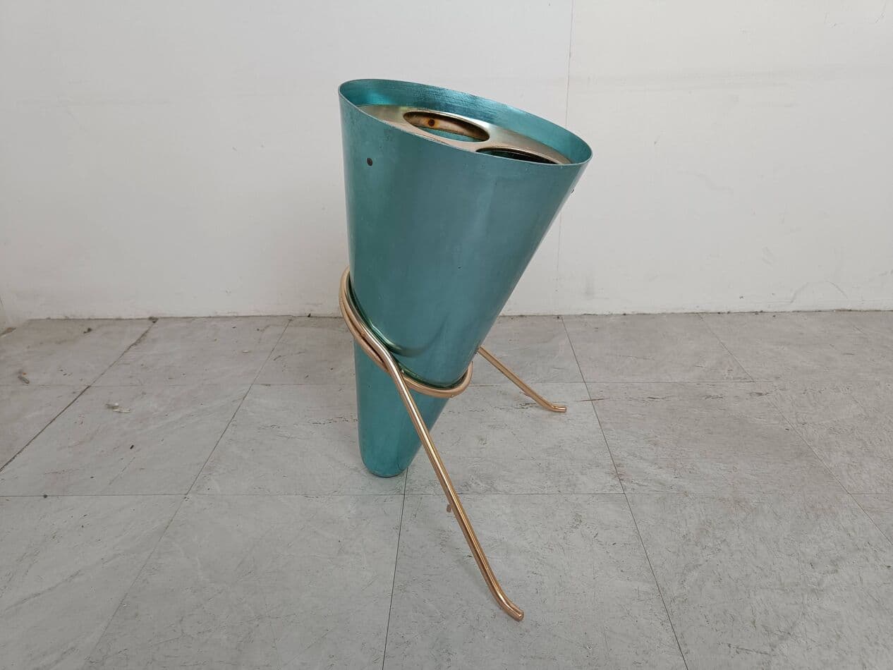 Stojak na parasole, niebieski, metal, proj. E. Sottsass, Włochy, lata 50. - 266589