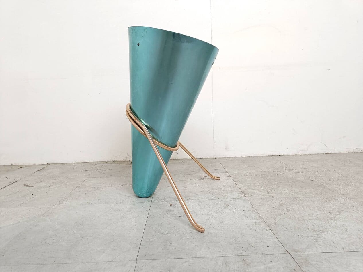 Stojak na parasole, niebieski, metal, proj. E. Sottsass, Włochy, lata 50. - 266590