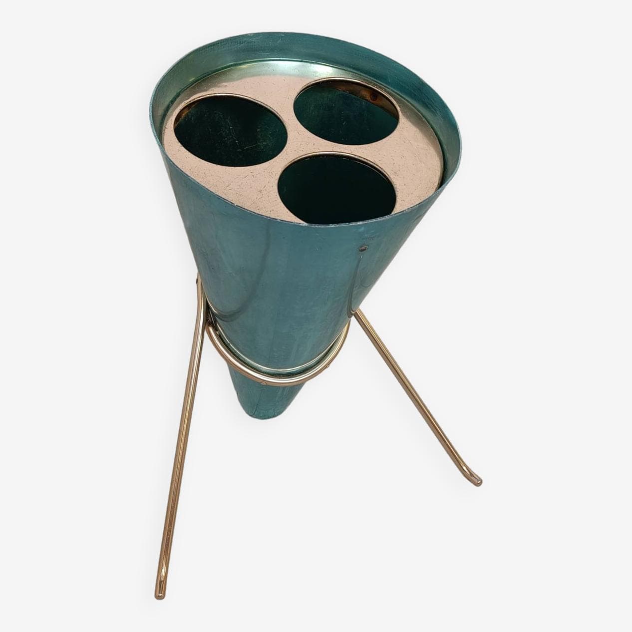 Stojak na parasole, niebieski, metal, proj. E. Sottsass, Włochy, lata 50. - 266588
