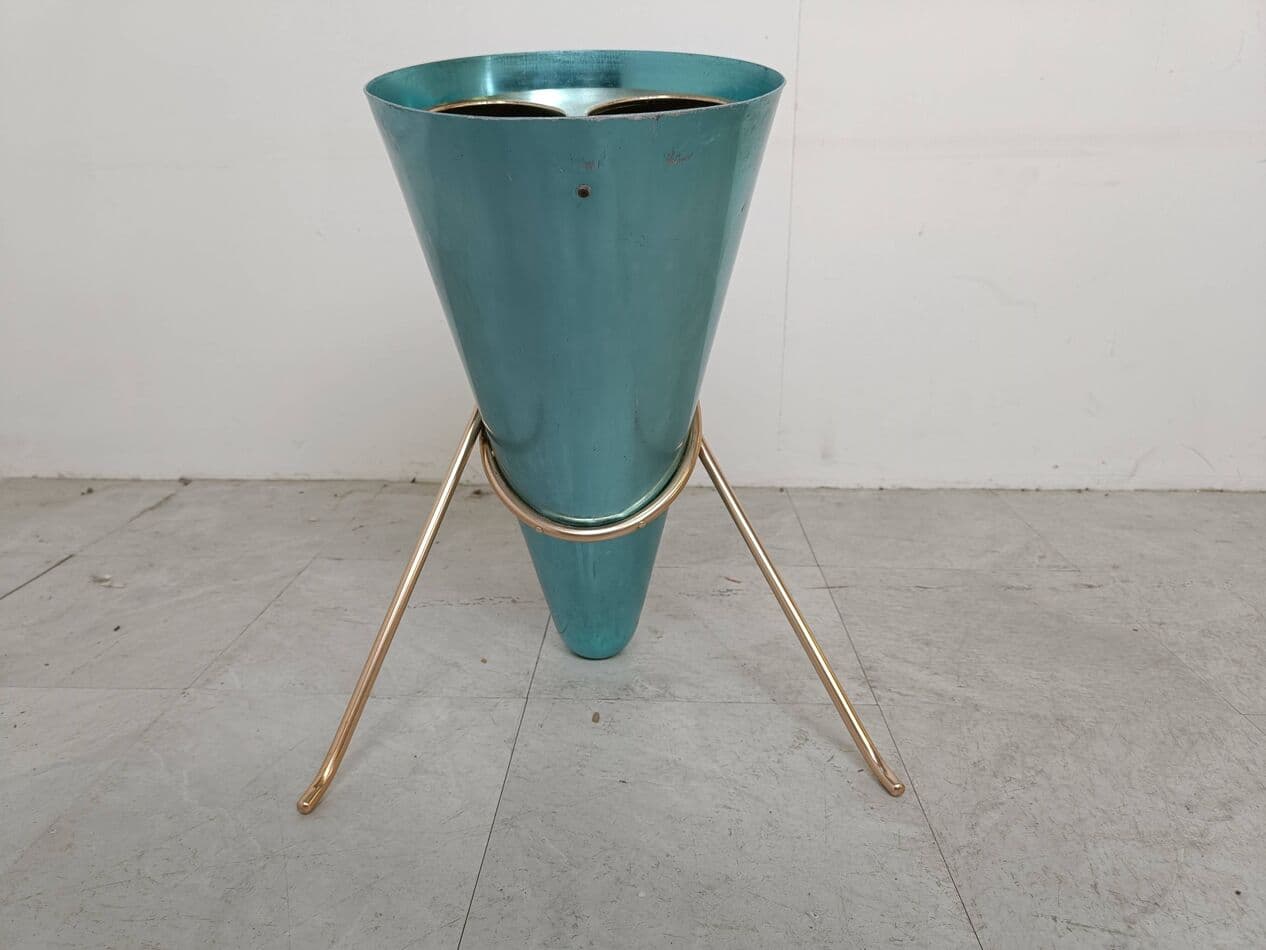 Stojak na parasole, niebieski, metal, proj. E. Sottsass, Włochy, lata 50. - 266591