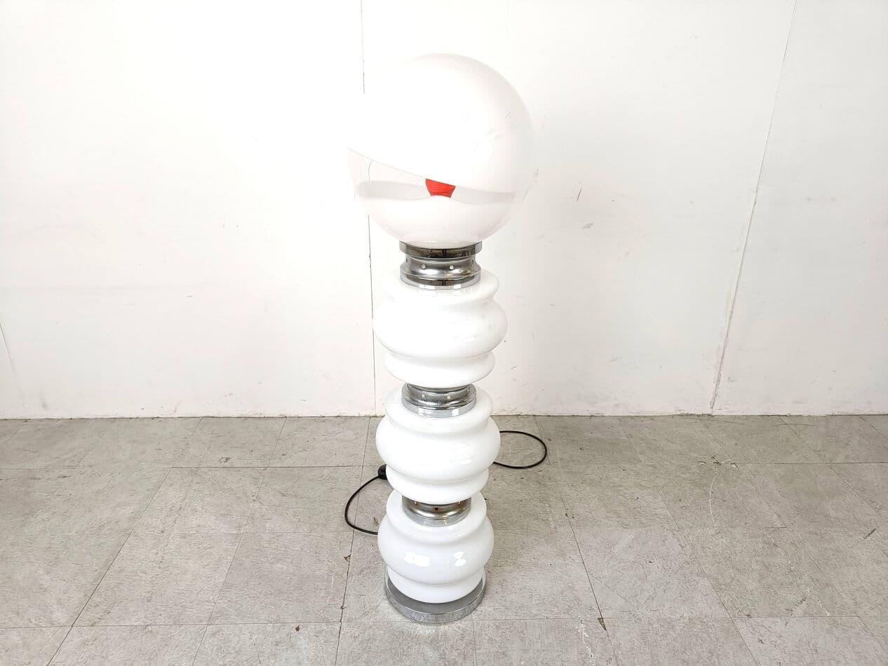 Lampa podłogowa, szkło biały, Mazzega, Włochy, lata 60. - 266555