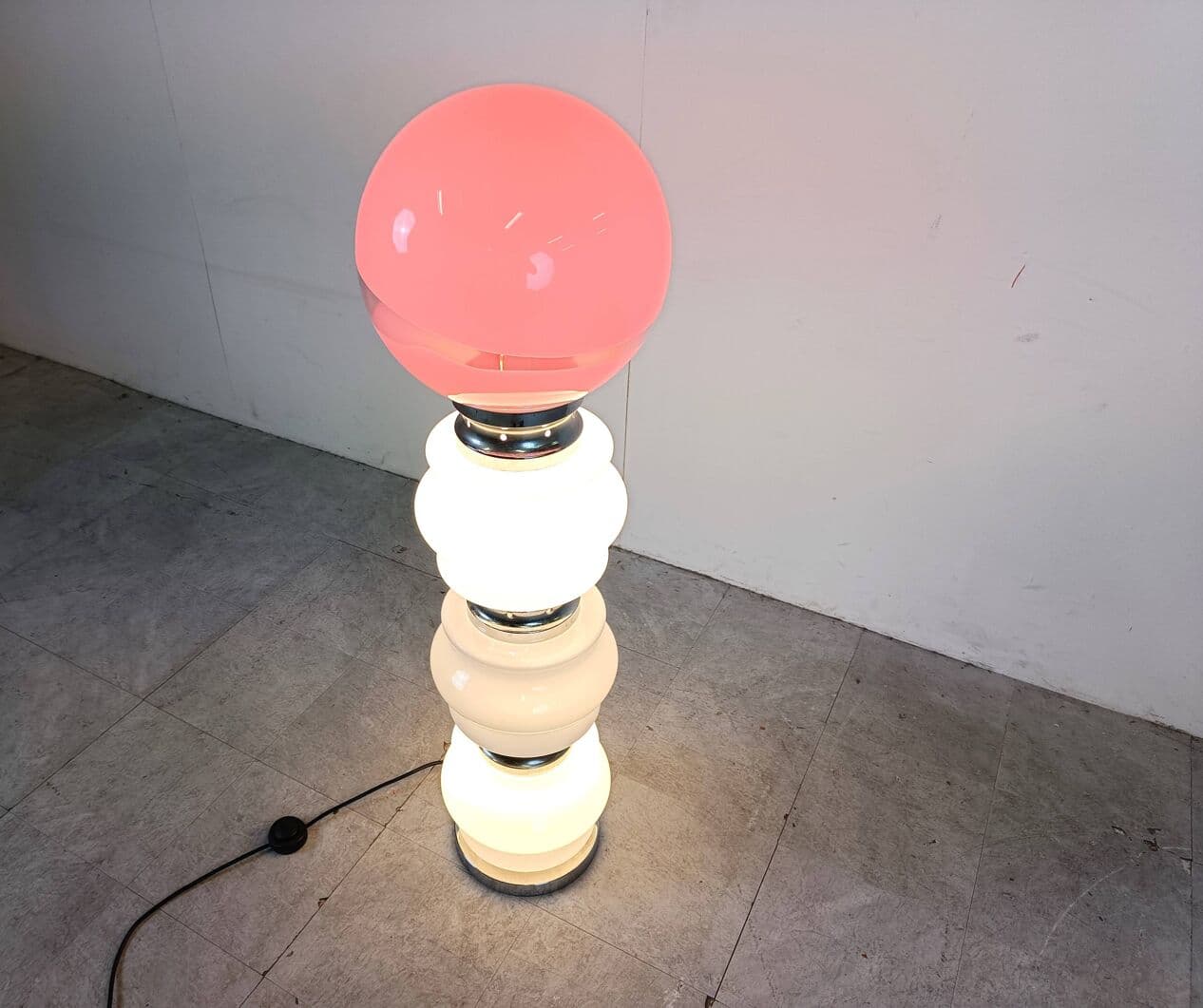Lampa podłogowa, szkło biały, Mazzega, Włochy, lata 60. - 266561