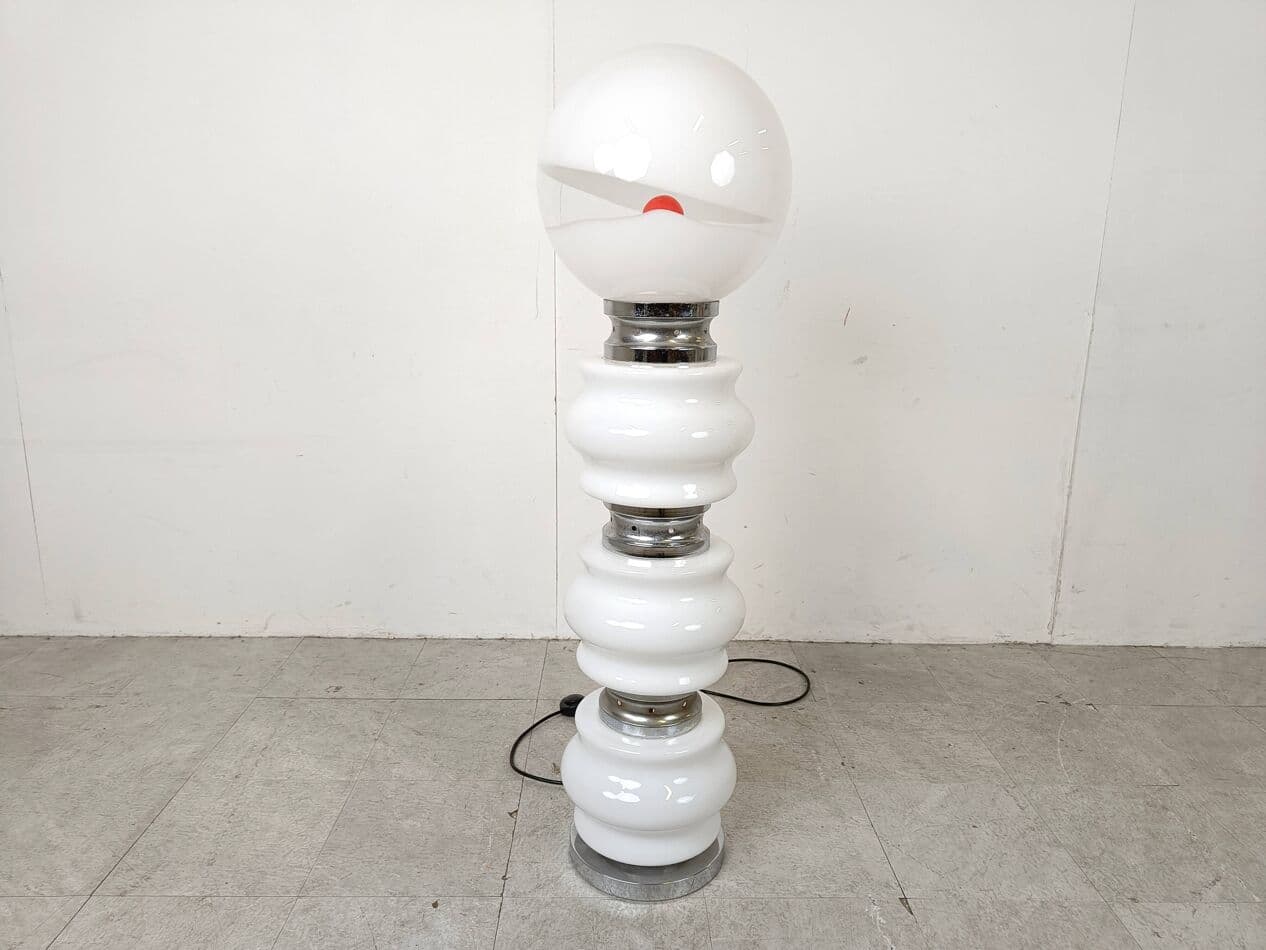 Lampa podłogowa, szkło biały, Mazzega, Włochy, lata 60. - 266556