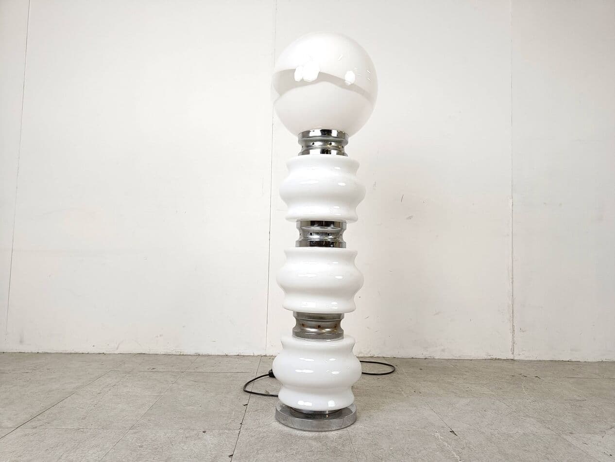 Lampa podłogowa, szkło biały, Mazzega, Włochy, lata 60. - 266557