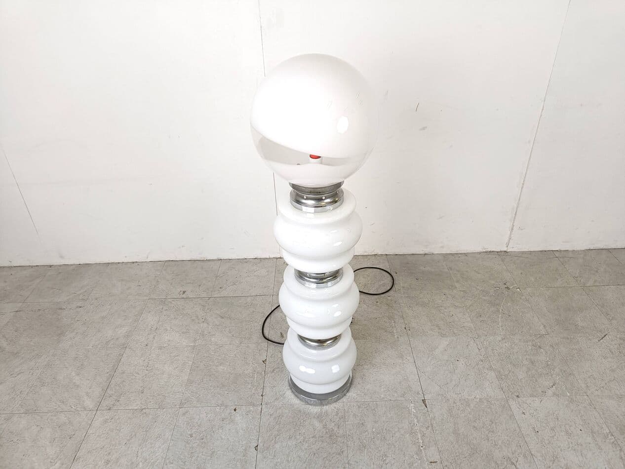 Lampa podłogowa, szkło biały, Mazzega, Włochy, lata 60. - 266554