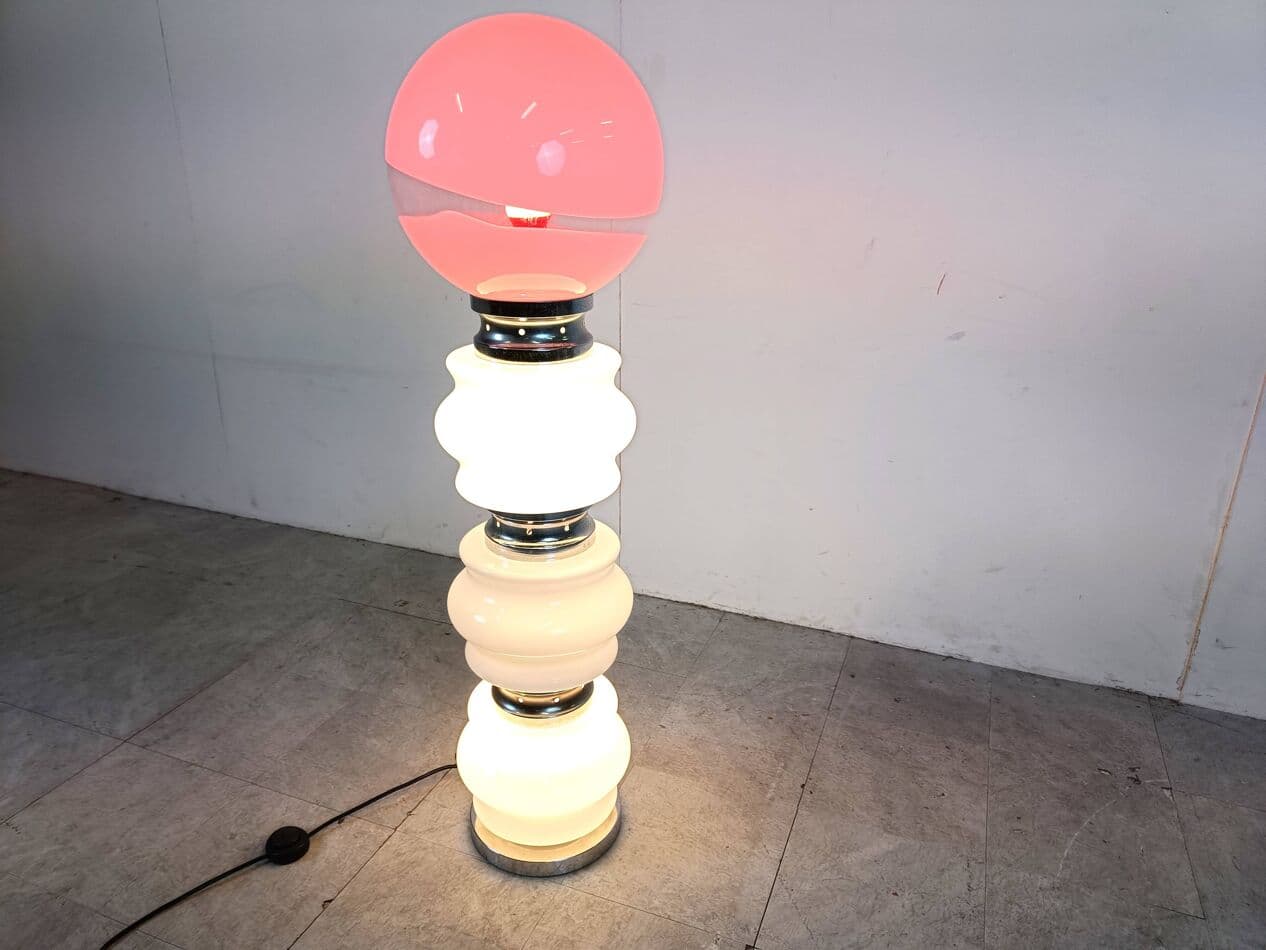 Lampa podłogowa, szkło biały, Mazzega, Włochy, lata 60. - 266552