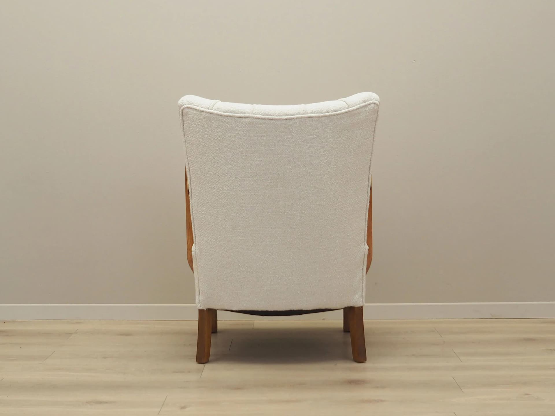 Fotel Art Déco, boucle ivory white, dąb, Dania, lata 50. - 19736