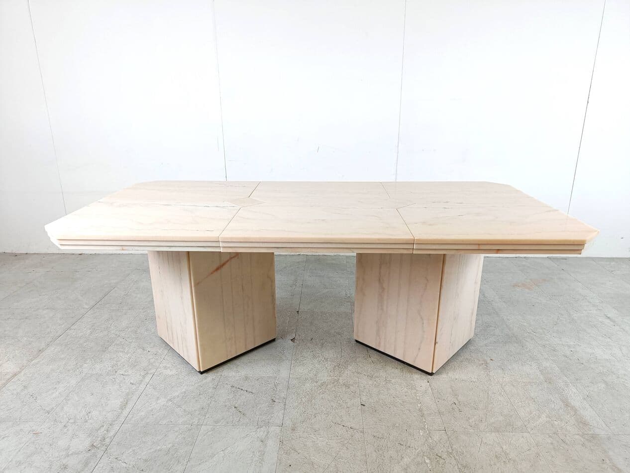 Dining table, beige marble, akwita, Italy, 1970s. - 266453