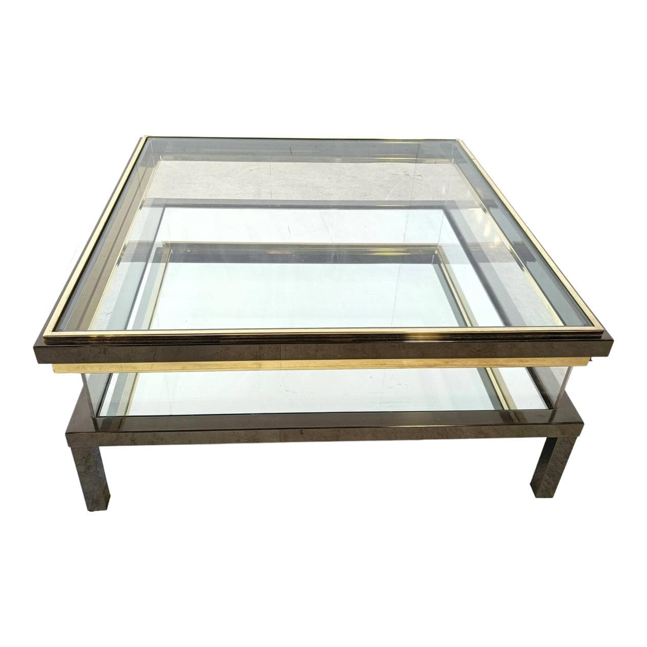 Coffee table, gold brass, France, 1970s.