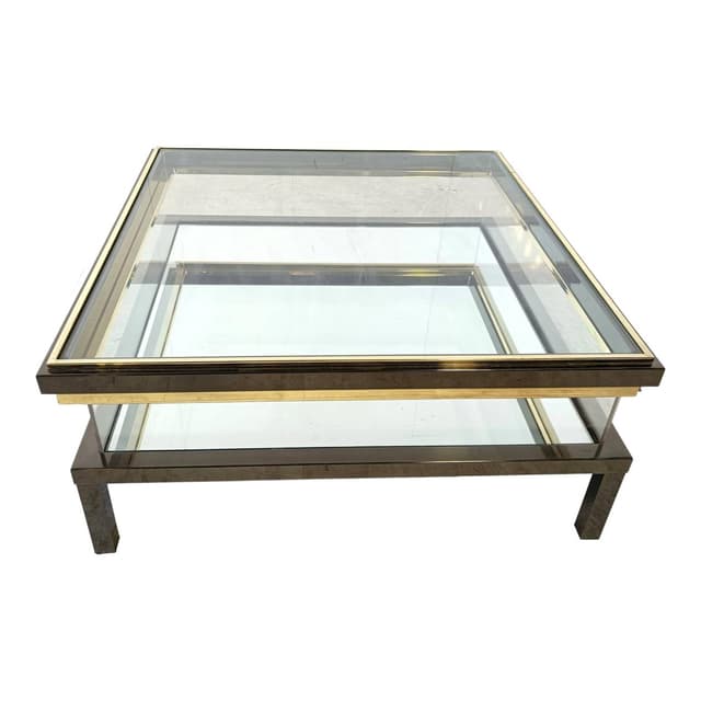 Coffee table, gold brass, France, 1970s. - DIMENSION