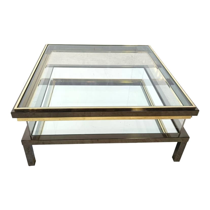 Coffee table, gold brass, France, 1970s.