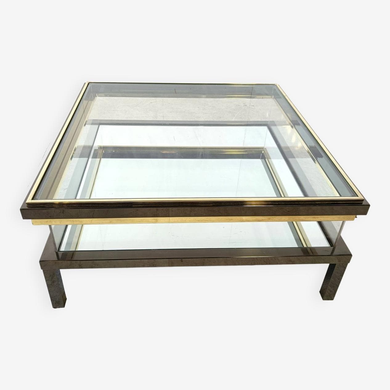 Coffee table, gold brass, France, 1970s. - 266423
