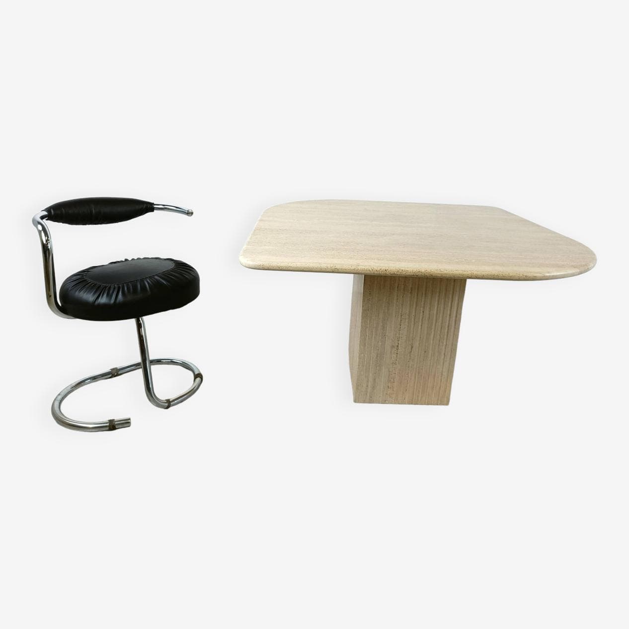 Stół jadalniany, trawertyn beżowy, Włochy, lata 70. - 266407