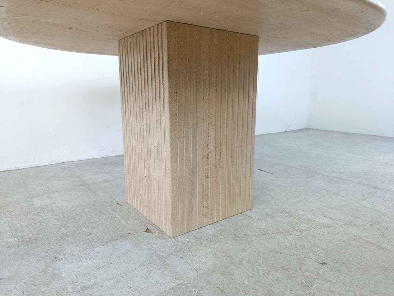 Stół jadalniany, trawertyn beżowy, Włochy, lata 70. - 266408