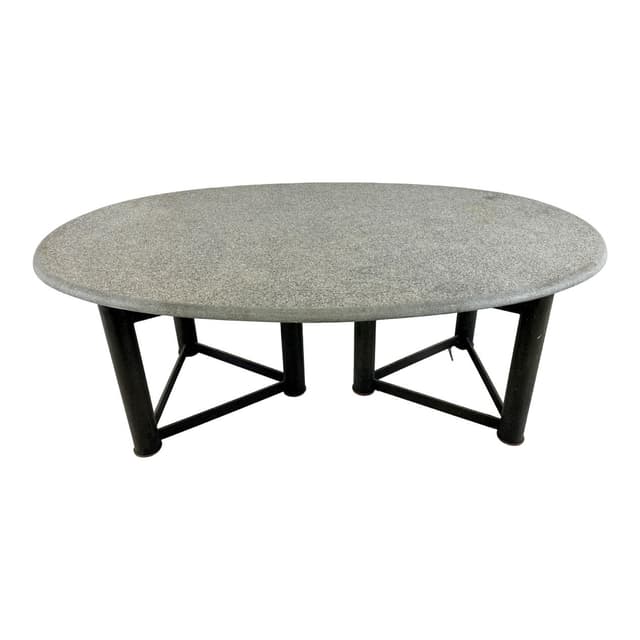 Stół jadalniany owalny, kamień szary, metal czarny, lata 70. - WYMIARY