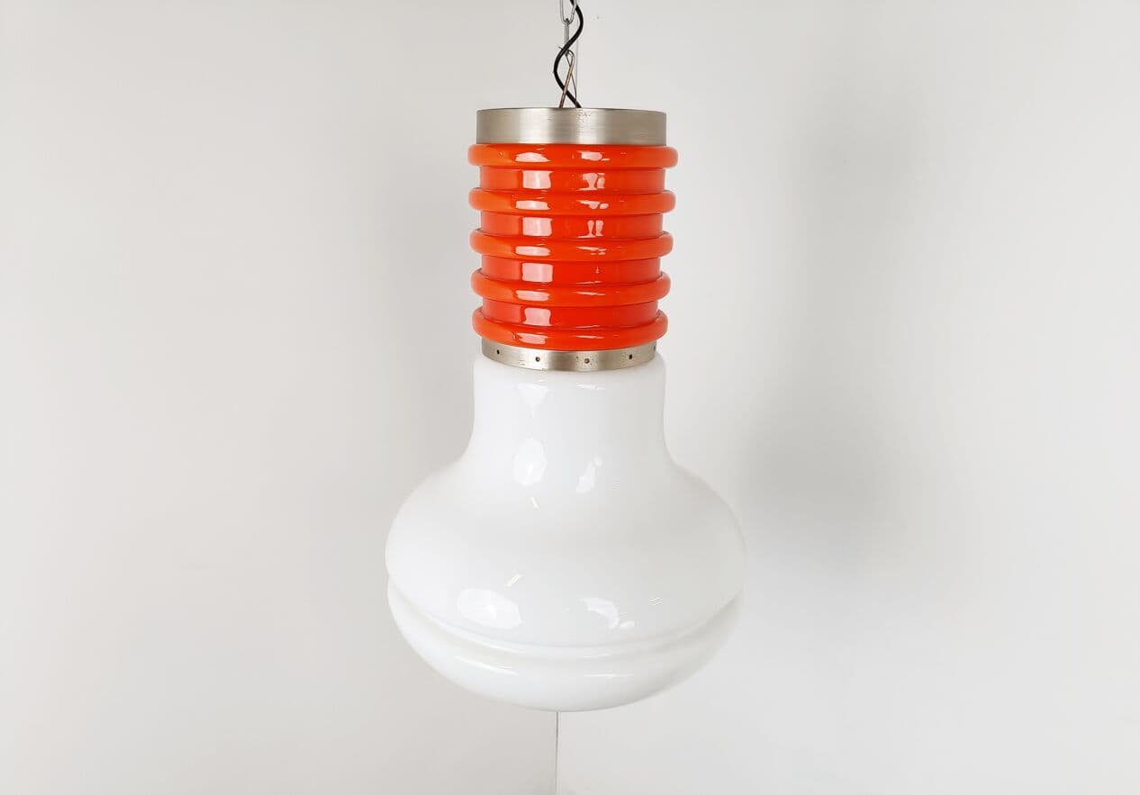 Lampa wisząca Space Age, szkło pomarańczowy, Włochy, lata 70. - 266298