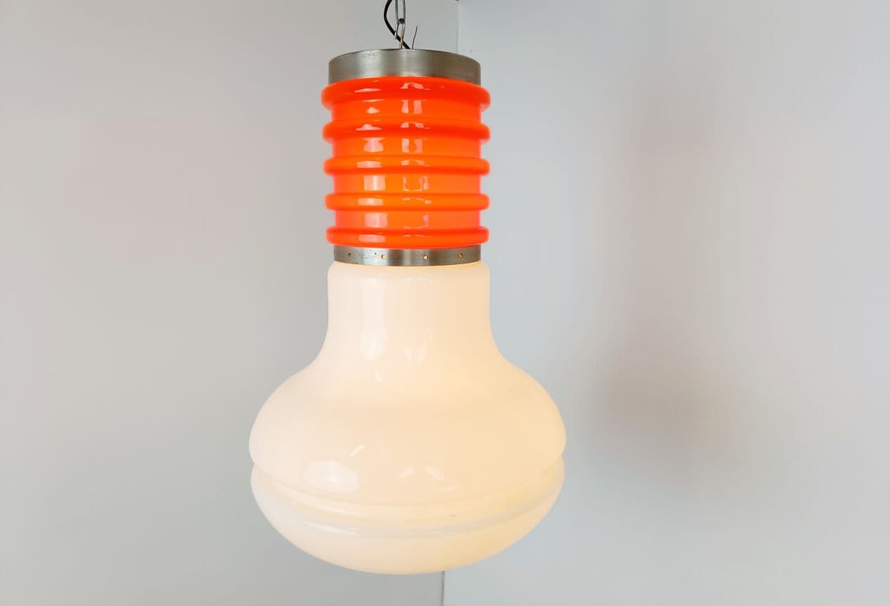 Lampa wisząca Space Age, szkło pomarańczowy, Włochy, lata 70. - 266303