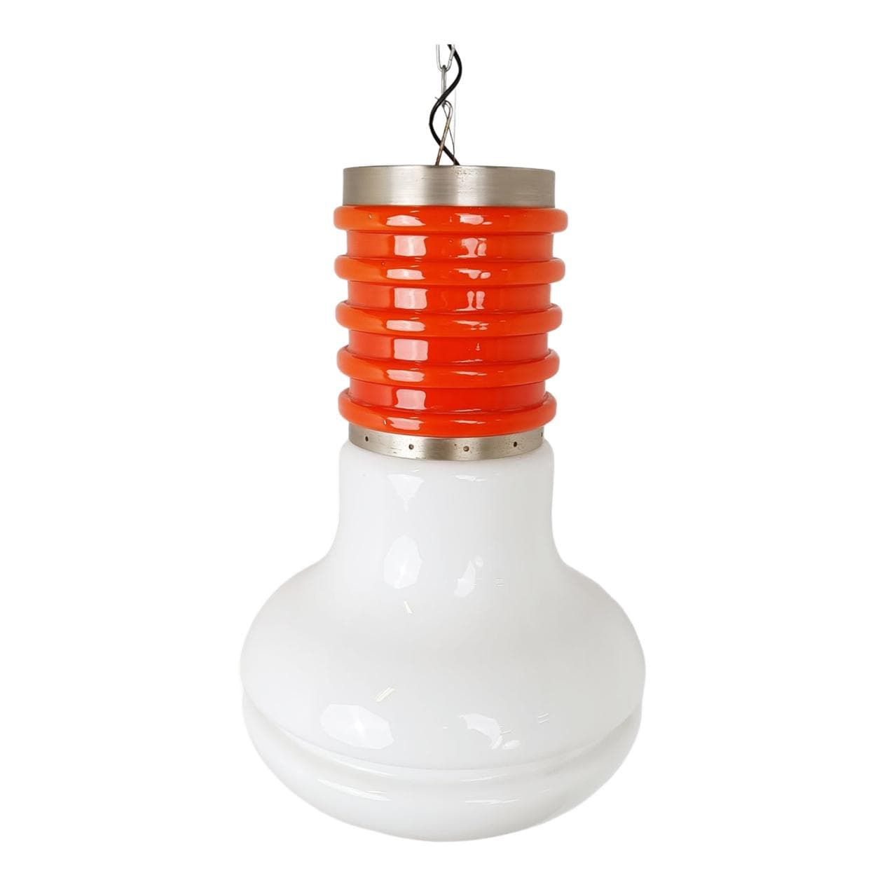 Lampa wisząca Space Age, szkło pomarańczowy, Włochy, lata 70.