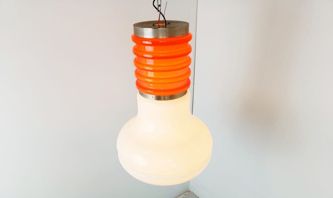 Lampa wisząca Space Age, szkło pomarańczowy, Włochy, lata 70. - 266302