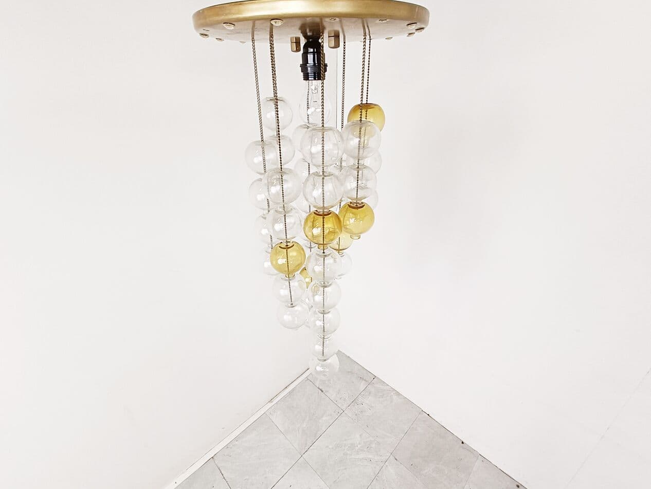 Lampa sufitowa Tulipan, szkło żółty, Kalmar, Austria, lata 60. - 266280