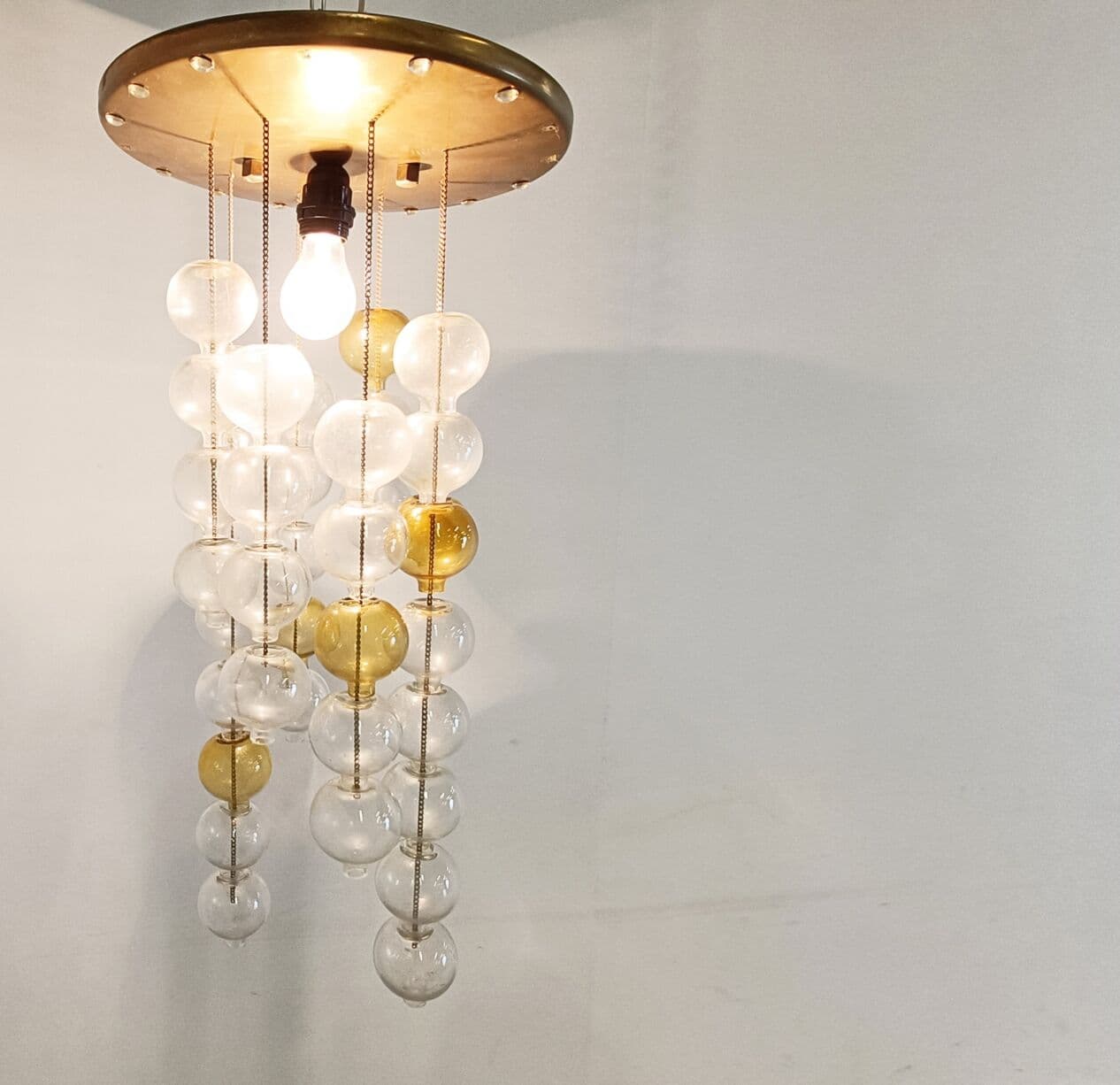 Lampa sufitowa Tulipan, szkło żółty, Kalmar, Austria, lata 60. - 266276
