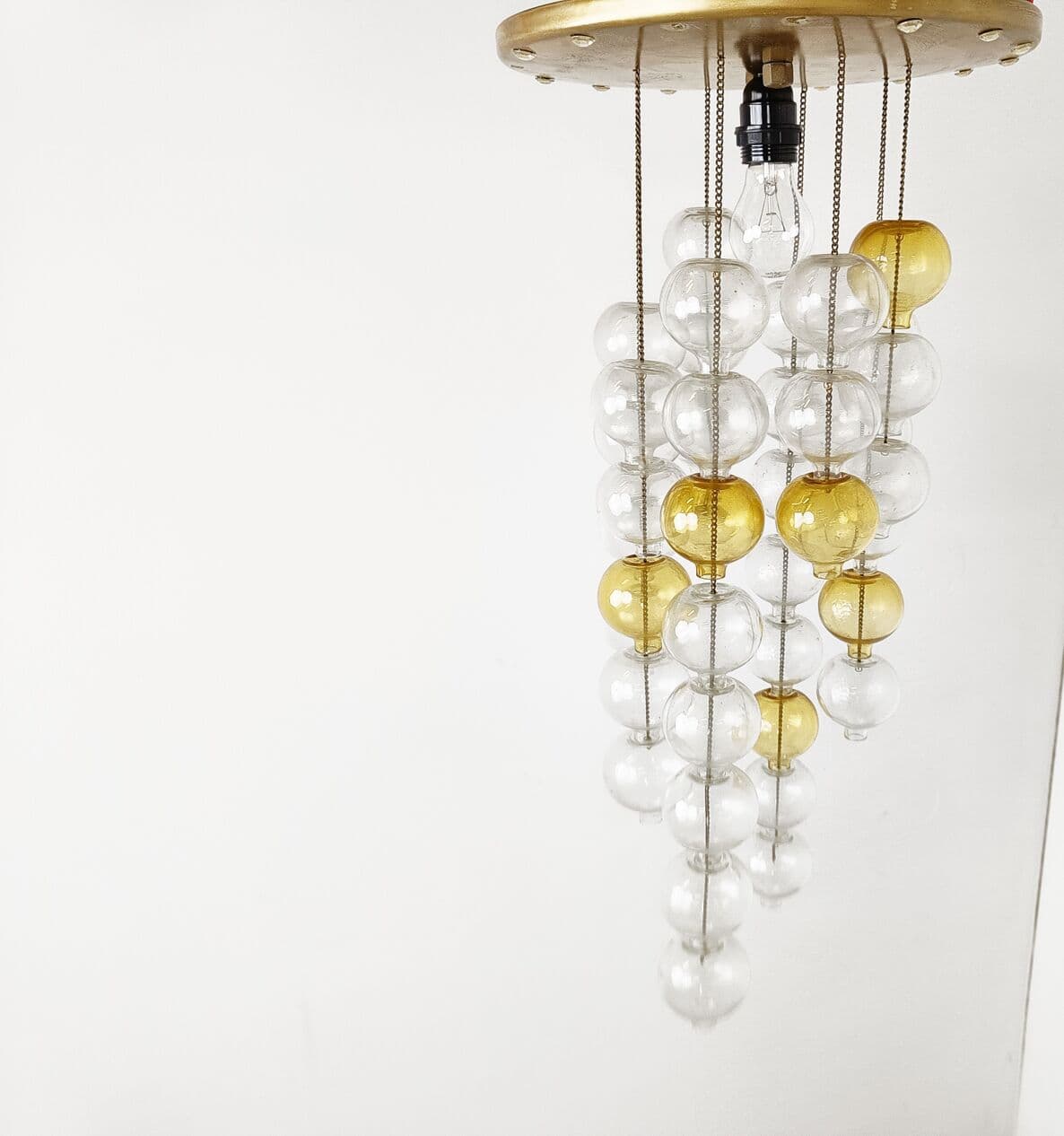 Lampa sufitowa Tulipan, szkło żółty, Kalmar, Austria, lata 60. - 266279