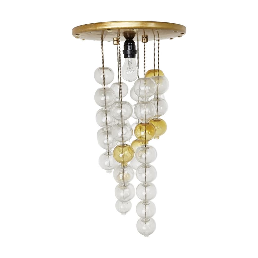 Lampa sufitowa Tulipan, szkło żółty, Kalmar, Austria, lata 60.