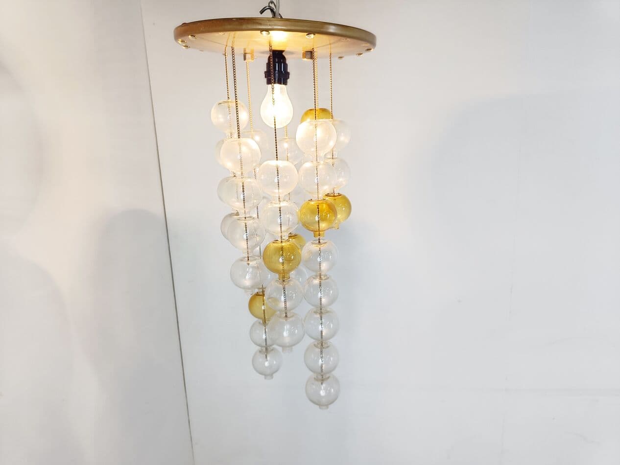 Lampa sufitowa Tulipan, szkło żółty, Kalmar, Austria, lata 60. - 266275