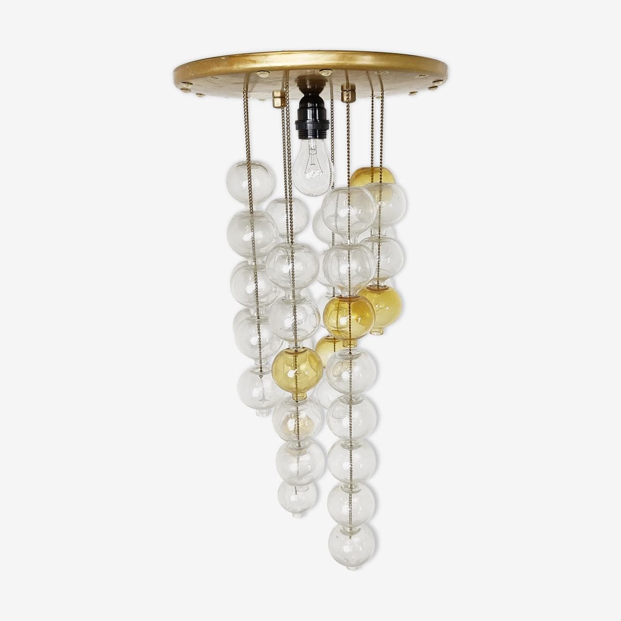 Lampa sufitowa Tulipan, szkło żółty, Kalmar, Austria, lata 60. - 266274