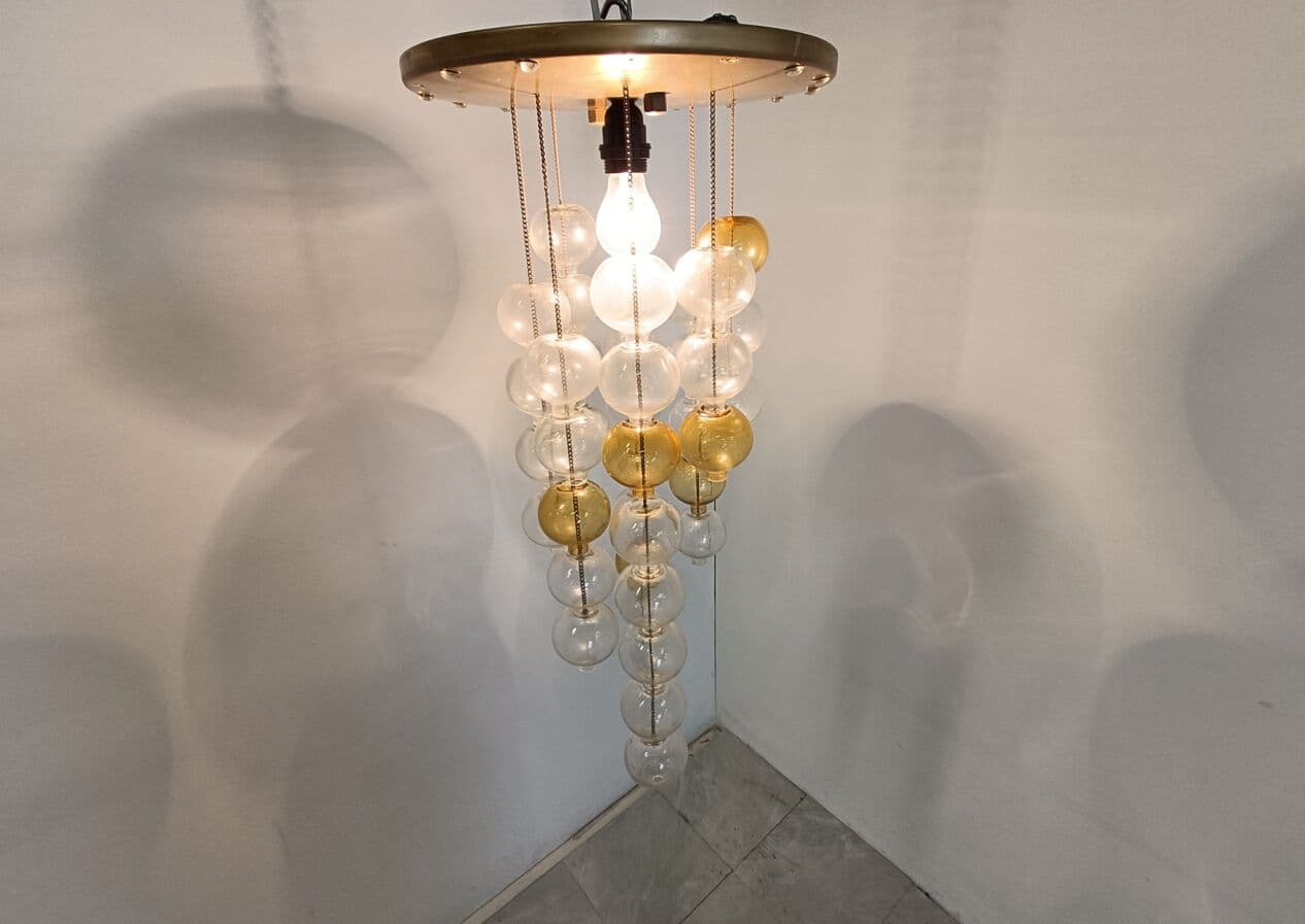 Lampa sufitowa Tulipan, szkło żółty, Kalmar, Austria, lata 60. - 266277