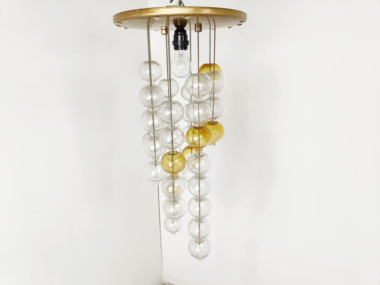 Lampa sufitowa Tulipan, szkło żółty, Kalmar, Austria, lata 60. - 266273