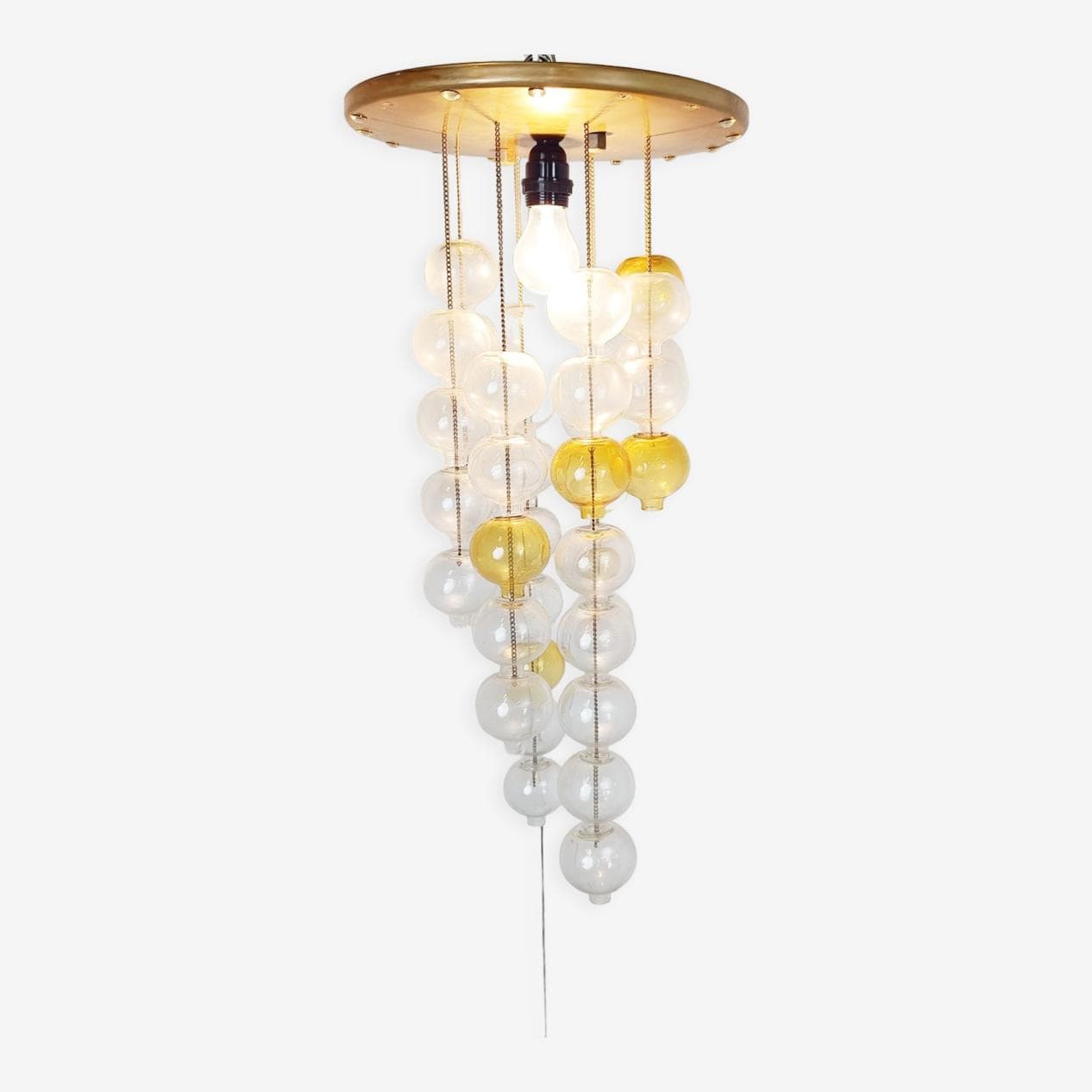 Lampa sufitowa Tulipan, szkło żółty, Kalmar, Austria, lata 60. - 266282