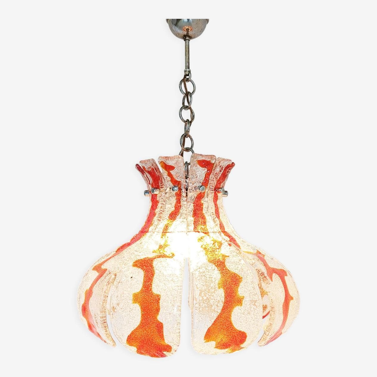 Żyrandol Murano, pomarańczowy, szkło, Mazzega, Włochy, lata 70. - 266240