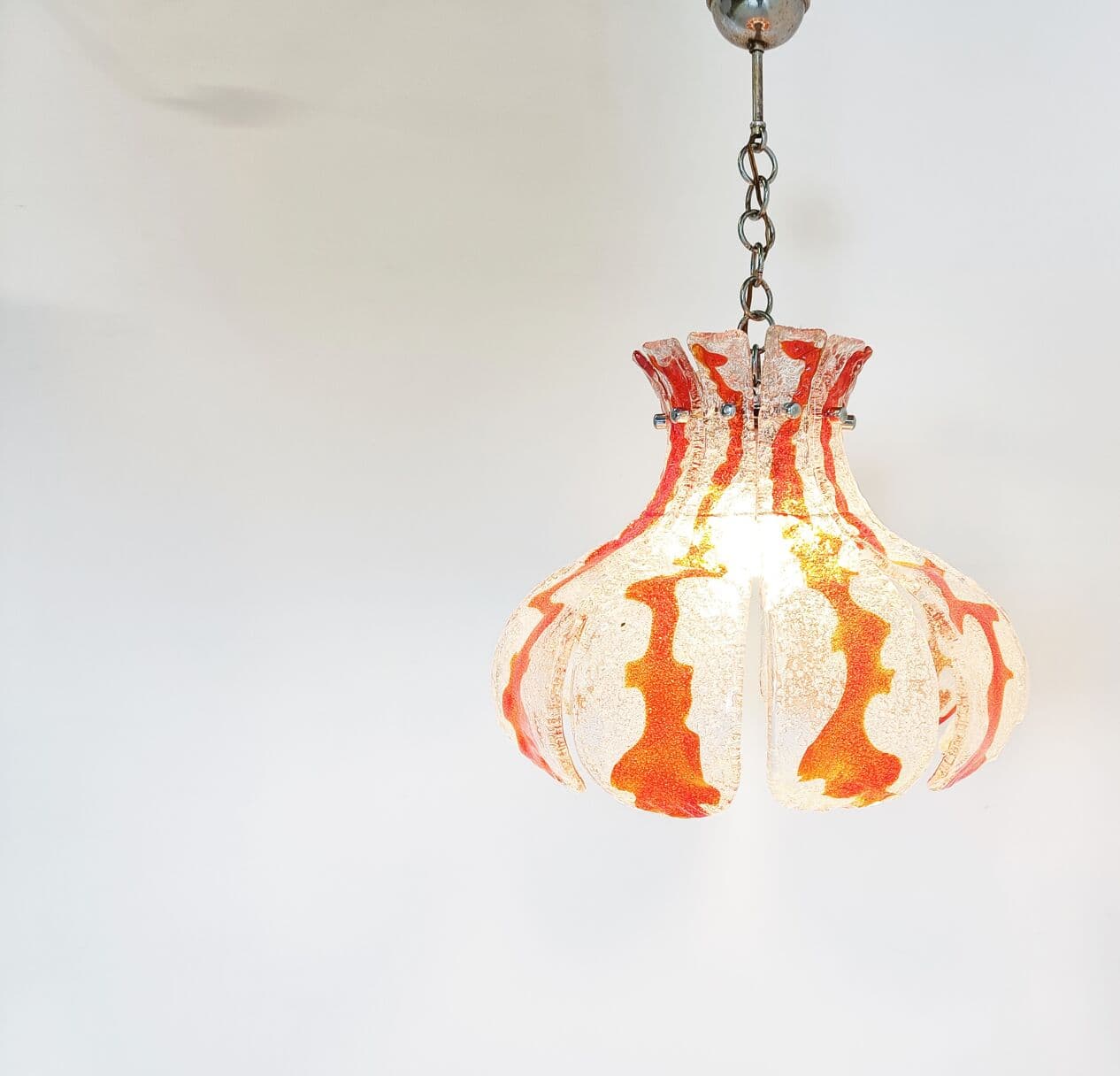 Żyrandol Murano, pomarańczowy, szkło, Mazzega, Włochy, lata 70. - 266239